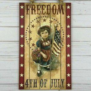 Wall Plaque Sign American Flag Patriotic Stars